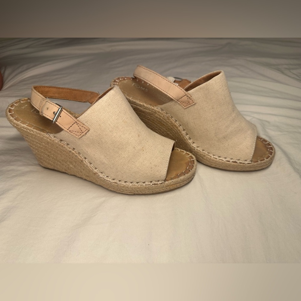 Toms MONICA Women’s Natural Oxford Espadrille Wedge Sandal Size 10